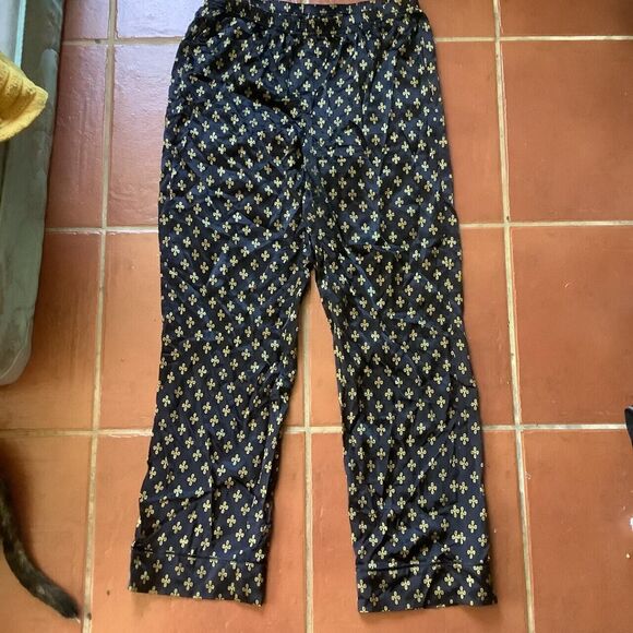 Ovo silk pants size medium monogram size medium m black pattern rare hand wash - Picture 1 of 6